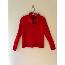 Talbots Sz M Red Pure Merino Wool Cowl Neck Sweater Pullover Stretch - $29.52