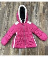 Childrens Girls London Fog Jacket Size Small Pink Puffer Fur Hooded - $6.76