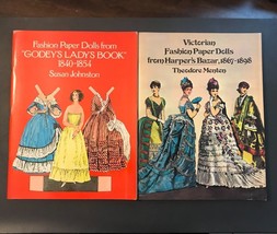 1977 Fashion Paper Doll Books Lot of 2 Harpers Bazar &amp; Godeys Ladys 1840-1898 - £11.16 GBP