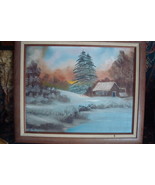 Oil on Canvas snow landscape, Modernism, signed &quot;SAM&quot;,  framed 24&quot;[8] - $51.47