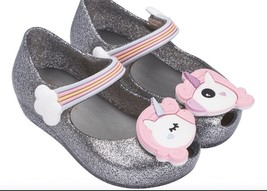 Mini Melissa Girls Unicorn Metallic Glitter Flat Shoes Size 5 Nib - £24.66 GBP