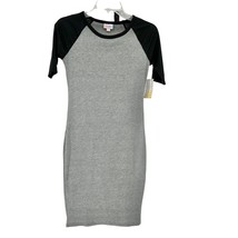 LuLaRoe Retired Julia Dress XXS Gray Body Black Raglan Short Sleeves FormFit NWT - £14.71 GBP