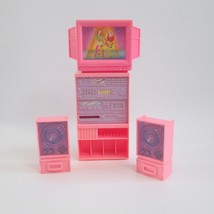 Arco Mattel Barbie TV And Stereo Doll Furniture 4 Piece Set Pink Plastic 1980s - $24.72