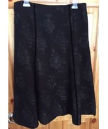 East 5TH A-Line Skirt Black Sz 8 Velvet Detail &amp; Shiny Embroidered Flora... - $12.21 CAD
