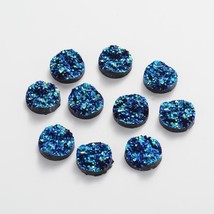 10 Druzy Cabochons 12mm Flat Backs Circle Cabochons Faux Drusy Quartz Black Blue - £2.62 GBP