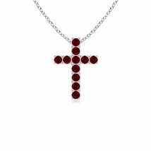 ANGARA Natural Round Ruby Necklace in 14K White Gold (AAAA, 0.55 Ct) - $703.12