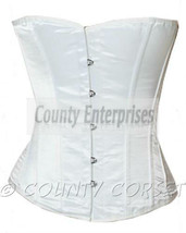 Full Steel Boned Halfbust Bustier Shaper Gothic Sexy Glamour White Satin... - £44.81 GBP