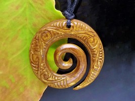 Koru Spiral Wave Pendant Necklace Beach Jewelry Antique Style - £15.69 GBP