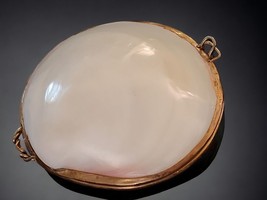 Trinket Box Polished 3&quot; Genuine Clam Shell Copper Trim  Jewelry Box Pink White - £14.09 GBP