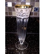 Crystal Heavyweight Bud Vase Gold Rim Frosted Top - £12.02 GBP
