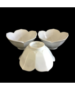 Vintage 1950&#39;s White Blossom Dessert Bowl Lotus Leaf Lot of 3 Ceramic - £36.43 GBP