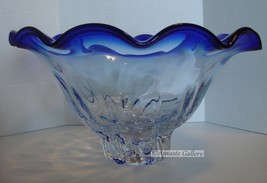 Shannon Crystal Godinger Cobalt Blue Huge 13 1/4&quot; X 7 1/2&quot; Ruffled Bowl, Poland - £103.91 GBP