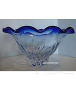 SHANNON CRYSTAL GODINGER Cobalt Blue Huge 13 1/4&quot; x 7 1/2&quot; Ruffled Bowl,... - £103.91 GBP