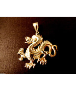 Whimsical Sterling Silver 925 diamond cut signed large Dragon  Pendant  ... - £72.04 GBP