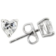 925 Sterling Silver 5mm Heart Cut Solitaire Stud Earring AAA+ Simulated ... - $50.96