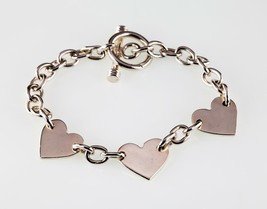 Triple Coeur Argent Sterling Bracelet Lien 7.25 &quot; - $178.75 CAD