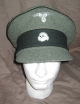 German ww2 elite Waffen ss replica reproduction Black Crusher Cap Hat Sz 60 - £98.08 GBP
