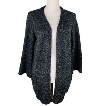 Cozy Casual Sweater Wool Blend Open M/L Pockets Black Marled - £19.75 GBP