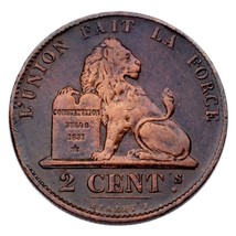 1861 Belgique 2 Centimes Pièce de Monnaie ( Extra Fin , XF État) Km #4.2 - $1,457.27 MXN
