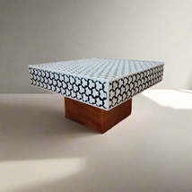 Heritage inlay geometric pattern with brass base square coffee table - $999.00+