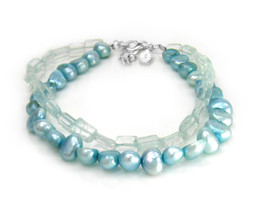 Sosi B. Gemstone and Pearls Double-Strand Bracelet, Blue Topaz - $23.60