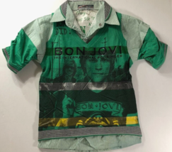 Bon Jovi Vintage 90s Smart Boys Pop Singer Jersey Pullover Green Shirt 28 - $51.47