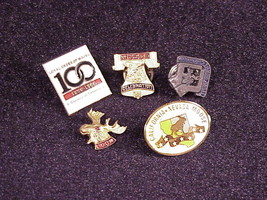 Lot of 5 Loyal Order Of Moose Pins, LOOM, Moose Lodge - $7.95