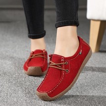 Zapatos Cuero Genuino Para Mujer Zapatillas Informales Plataforma Cordon... - $44.97