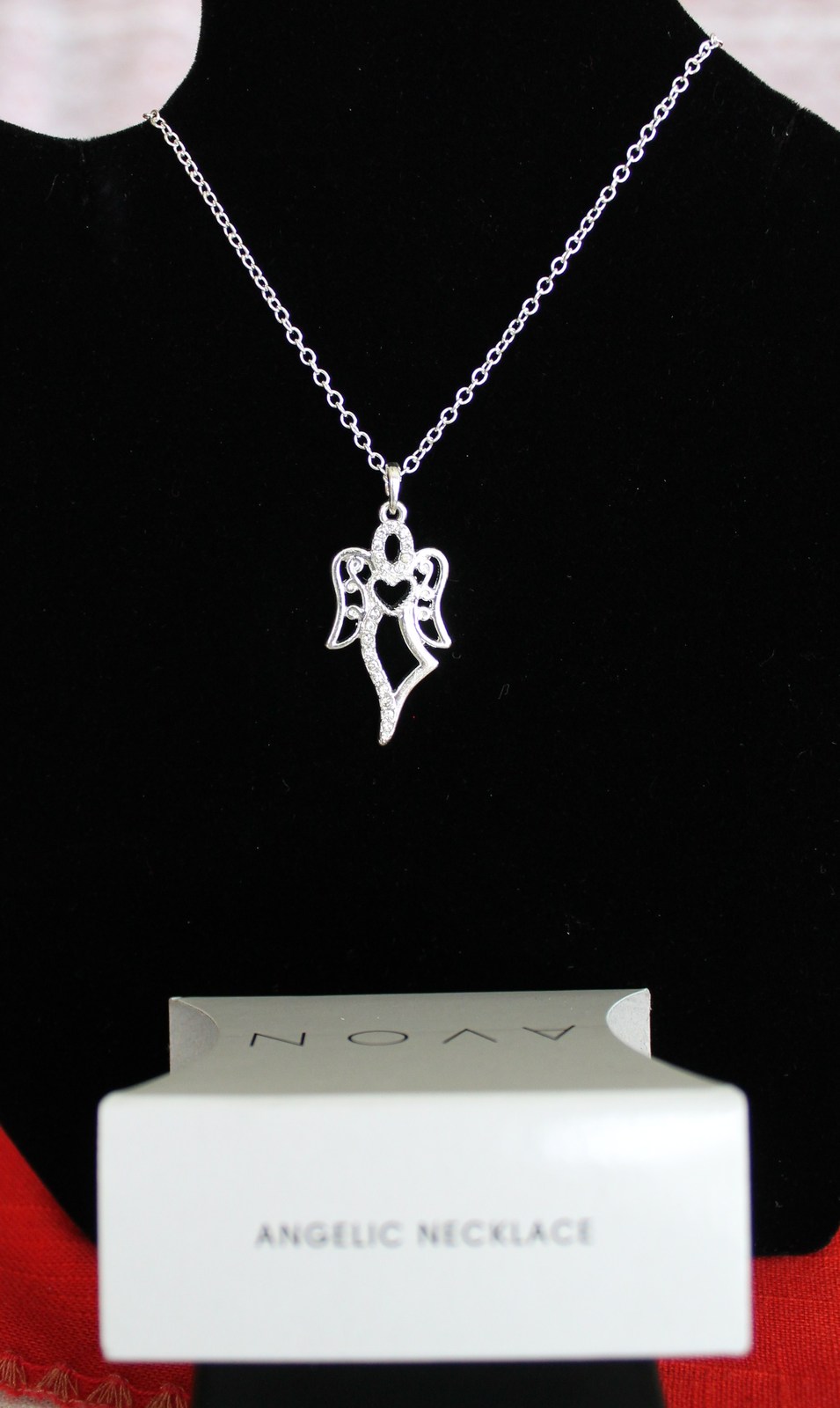 Angelic Pendant Necklace in Silver tone with Rhinestone Accents - £15.24 GBP