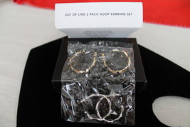 'Out Of line' Hoop Earrings - Gold tone and Silver tone - Set of 2  - $18.49
