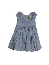 Laura Ashley Girls Toddler Dress Size 3T Blue White Stripe Cotton Tie Removed - $14.85