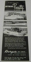 1951 Print Ad Burger Steel Boats 3 Models Shown Manitowoc,WI - £8.74 GBP