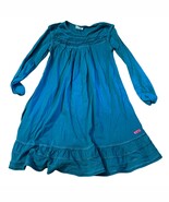 NAARTJIE Girls 8 Long Sleeve Teal Cotton Jersey Dress With Ruffle Hem - $363.42 MXN