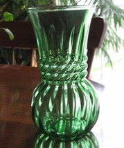 Emerald Green Vase- Ribbed-Belted-Anchor Hocking-6.5&quot; -USA - £7.99 GBP