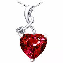 4Ct Lab-Created Ruby Heart Cut Pendant 925 Sterling Silver Necklace w/ 18&quot; Chain - £44.97 GBP