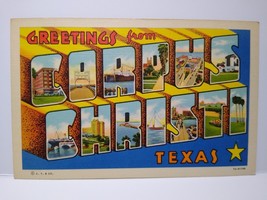 Greetings From Corpus Christi Texas Big Large Letter Linen Postcard Unused - £5.96 GBP