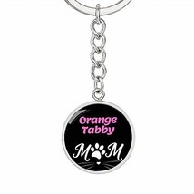 Cat Lover Keychain Gift Orange Tabby Cat Mom Keychain Stainless Steel Or 18k Gol - £43.62 GBP