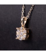 4 Prong Moissanite Necklace 9k 10k 14k 18k Yellow Gold 0.5CT Round Cut F... - £257.86 GBP