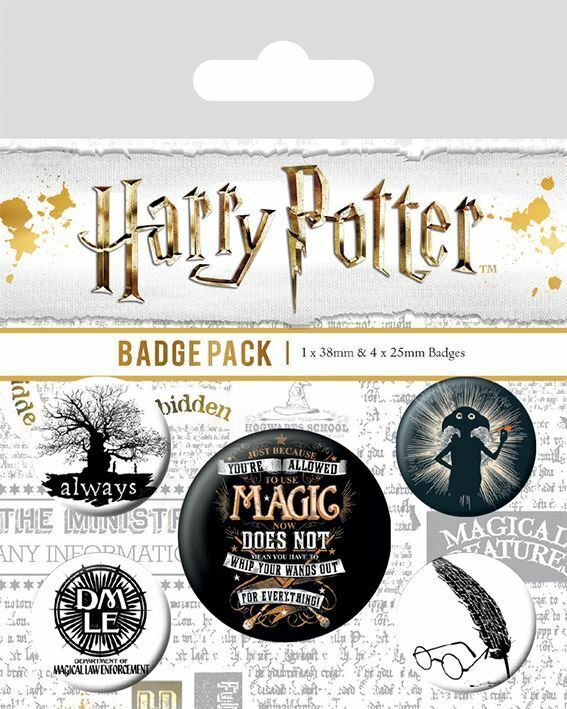 Primary image for HARRY POTTER (Symbols) Pack of 5 x Safety Pin Backed Official Badges