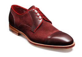 Handmade Men Red Color Cap Rounded Toe Suede Leather Matching Sole Lace Up Shoes - £115.07 GBP