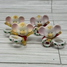 Vintage Christmas Porcelain Candle Climber Mice 2 Inch Huggers - $18.76