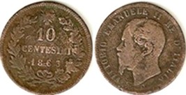 ITALY 10 CENTESIMI 1863  - $4.41