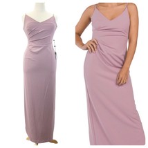 NEW Adrianna Papell Womens 12 Slip Crepe Column Maxi Dress Dusty Pink Rose $139 - £50.28 GBP