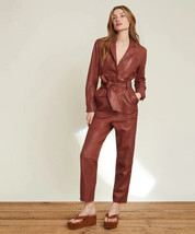 Maroon Jumpsuit Real Lambskin Leather Women&#39;s Jumpsuit Stylish Party Designer - £165.65 GBP+