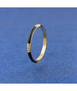 14k Gold-plated ME Black Enamel &amp; Stones Ring  163686C01 - $23.04 CAD