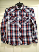 Rock &amp; Republic Mens Size S Button Up Shirt Long Sleeve Black Red White - $26.55