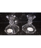 Set of 2  CRYSTAL CANDLESTICKS CANDLE HOLDERS TAPERS 4-1/4&quot; Tall - £5.21 GBP