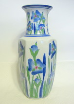 Tall Chinese Vase Blue Floral Ceramic - £27.45 GBP