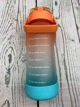 Half Gallon Water Bottle with Time Marker and Straw Workout Leakproof 64oz - £19.02 GBP