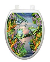 Toilet Tattoos Frogs in the Moonlight Seat Cover Vinyl  Tree Frogs LS01 - $22.00